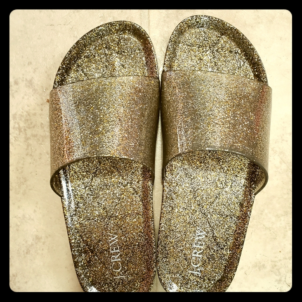 **SOLD** J.Crew Gold, Glittered, Smooth Slides